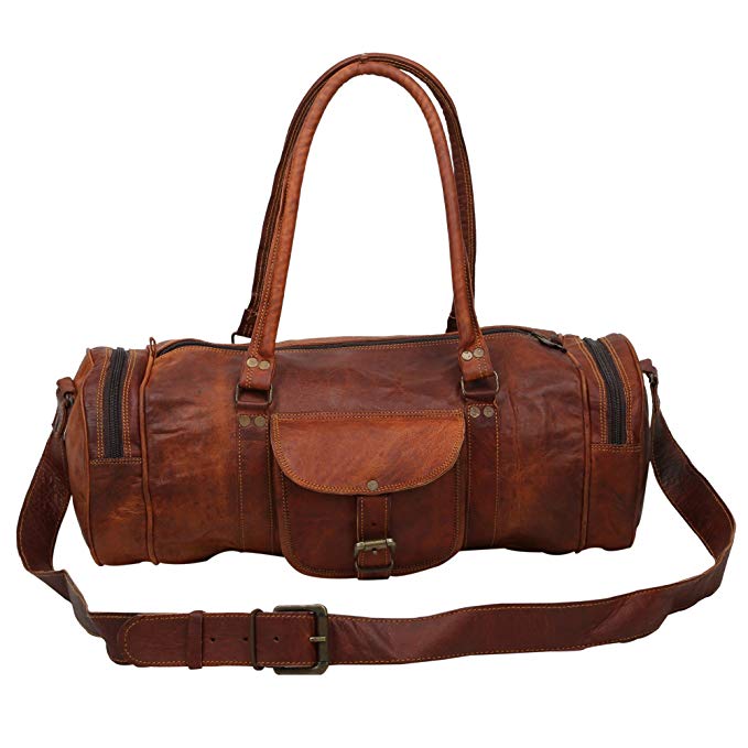 Handcraft Genuine Leather Vintage Look Brown Travel Duffel Bag | Gym Bag 18 Inch